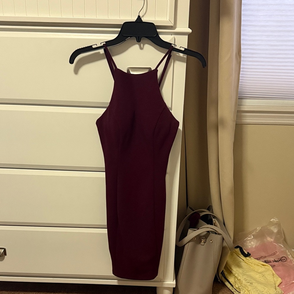 City Studio Burgundy Mini Dress